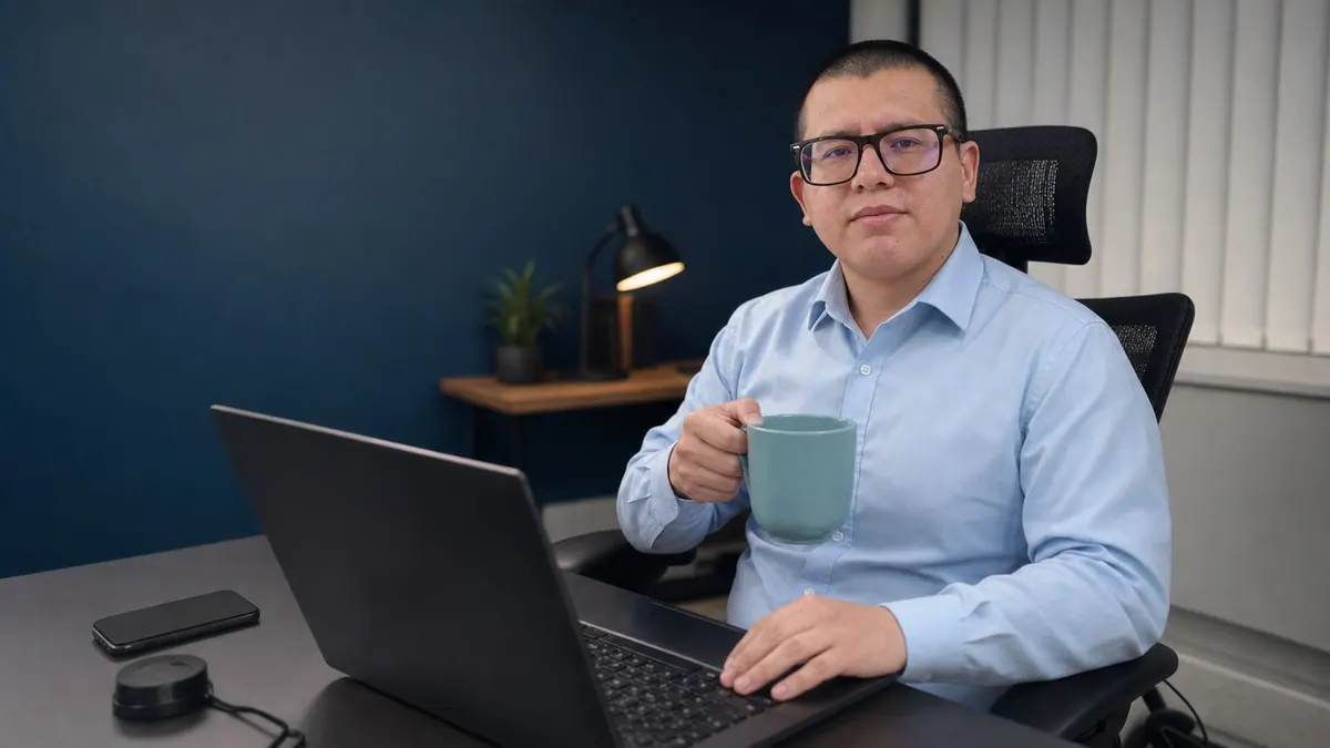 Adrian Pisco in a professional workspace